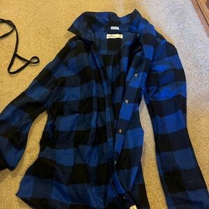 Hollister Blue and Black Checkered Shirt